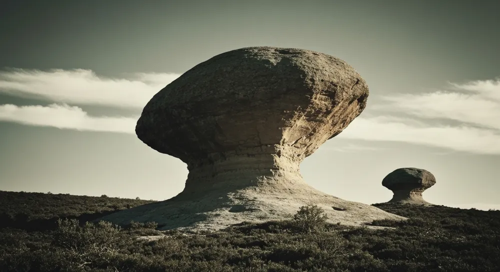 Космический пейзаж с силуэтом далекого космического корабля.