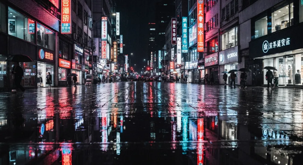 Разрушенный городской пейзаж с заросшими улицами.