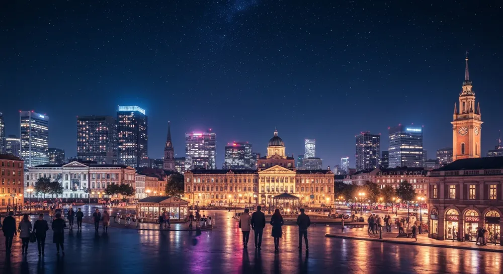 Динамичный пейзаж кинокатушек и трасс.