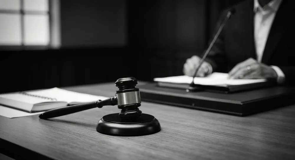 Молоток и сломанная цепь на приглушенном фоне.