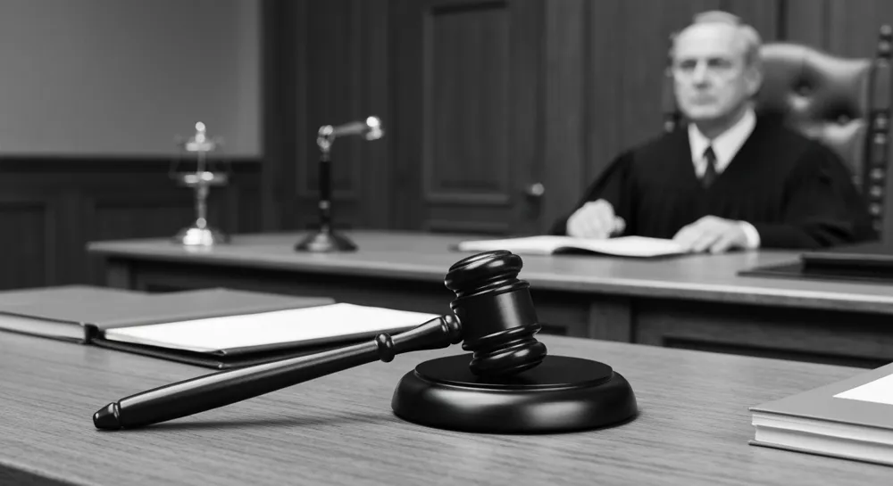 Молоток, отбрасывающий тень на логотип Google.