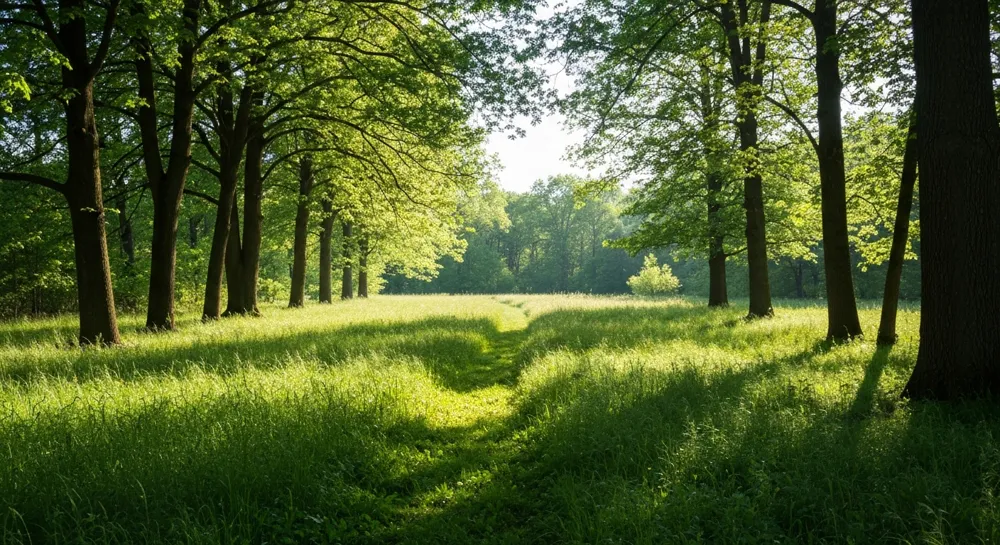 Унылый туманный пейзаж с каменными зданиями.