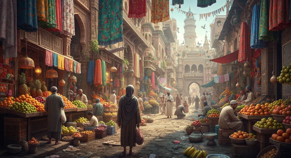 Un sol forestier animé avec de gros champignons.