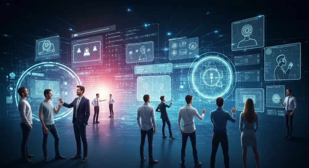 Abstrakte Designs, die finanzielle Veränderungen und Technologie symbolisieren.