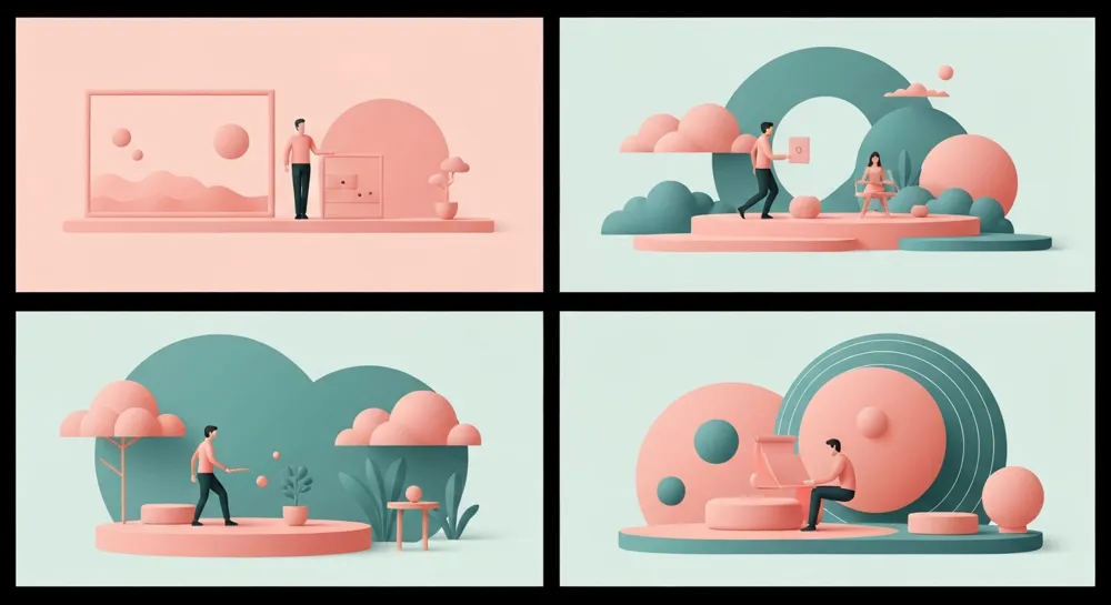 Paysage géométrique abstrait de matériaux topologiques.