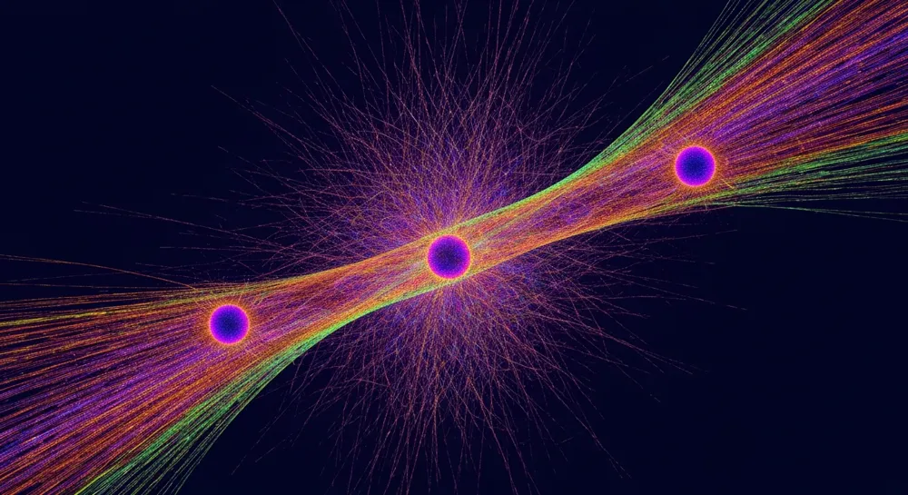 An abstract representation of AI barriers and ethics.
