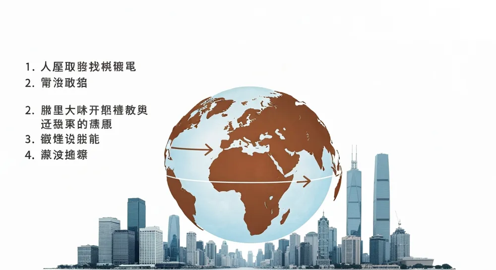 Eine abstrakte Darstellung eines Globus mit miteinander verbundenen Pfeilen, die die Einwanderung symbolisieren, und einem Hintergrund verschiedener städtischer Skylines, die Chinas regulatorische Änderungen hervorheben.