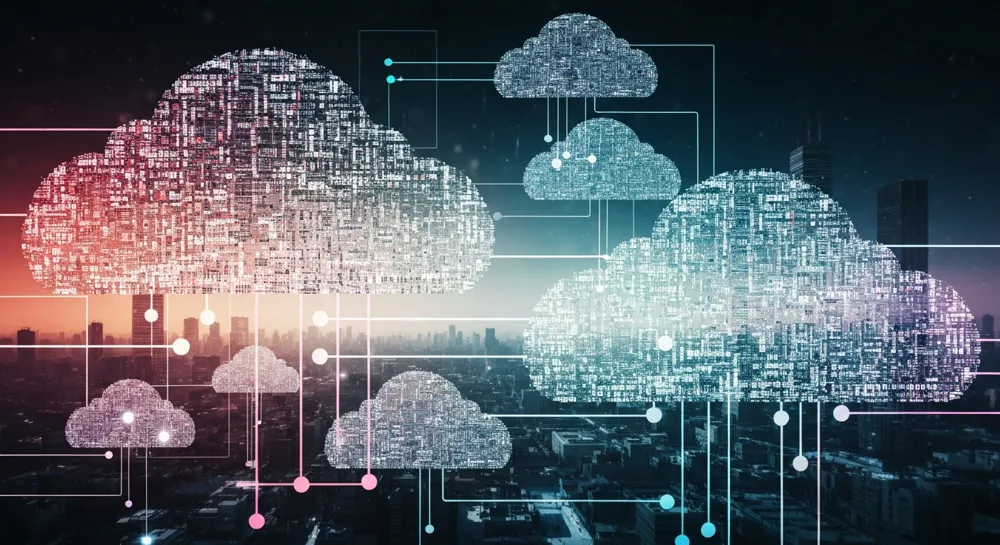 Representación abstracta del crecimiento de la IA en medio de obstáculos.