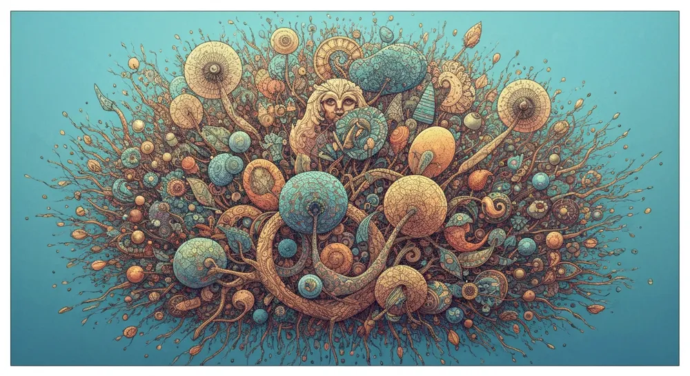 Абстрактное представление интеграции ИИ в дизайн.