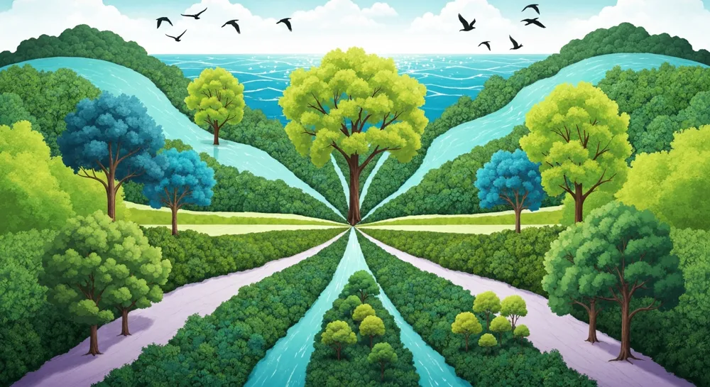 Représentation abstraite de la dualité entre l'IA et les soins de santé.