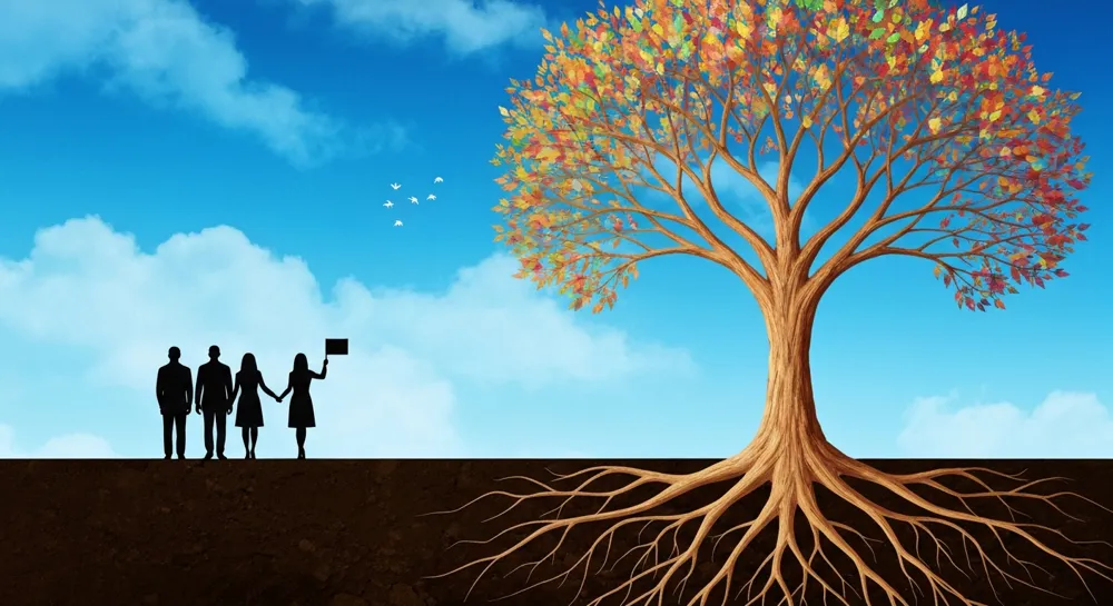 Representación abstracta de la evolución tecnológica.