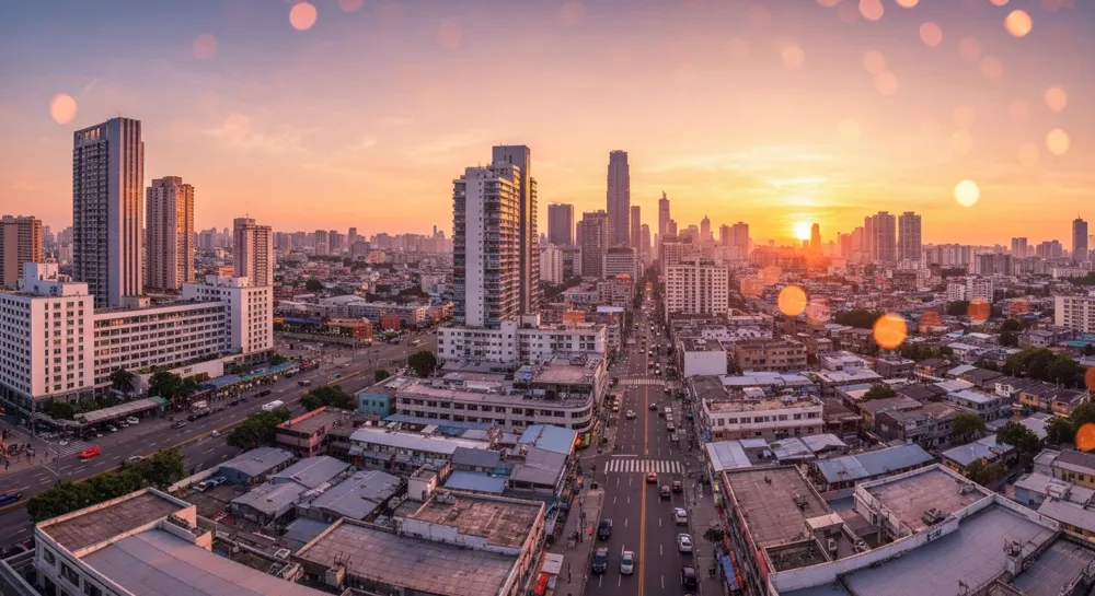 Абстрактные формы взаимосвязанных шестерен контрастных цветов.