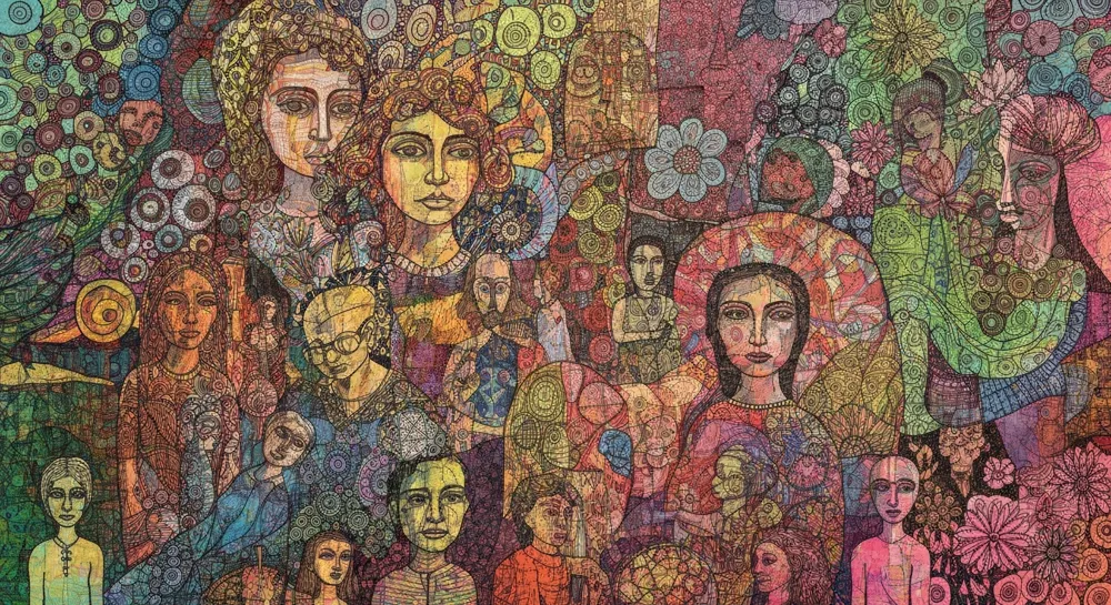 Абстрактные фигуры, символизирующие рост и препятствия.