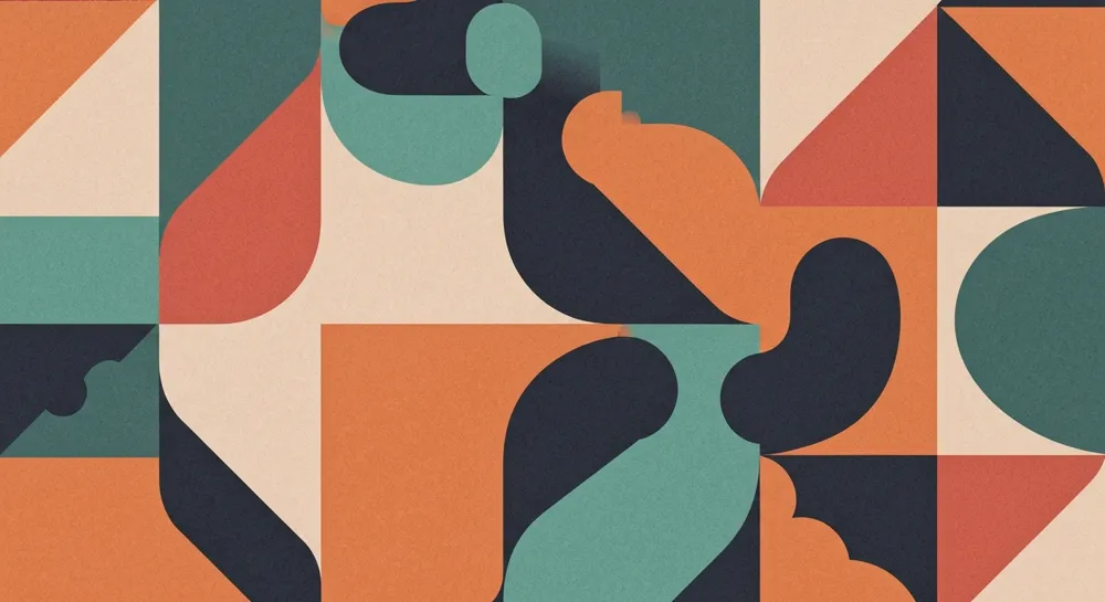 Абстрактные фигуры, представляющие структурированные процессы.