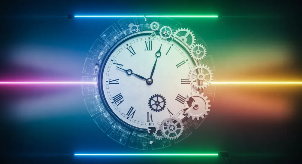 Абстрактные фигуры, символизирующие динамику технологий и бизнеса.