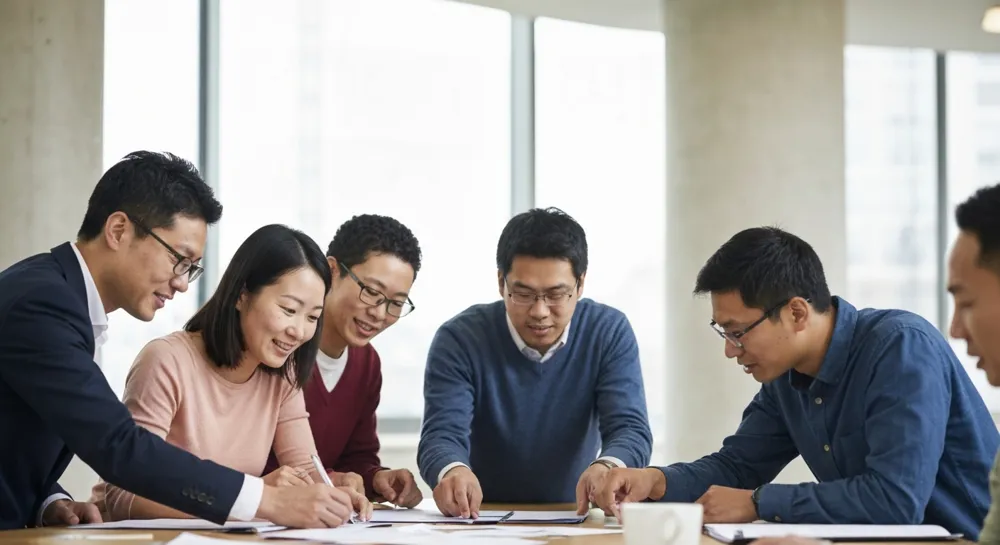 Antiguos alumnos que visitan una institución educativa, simbolizando la conexión.