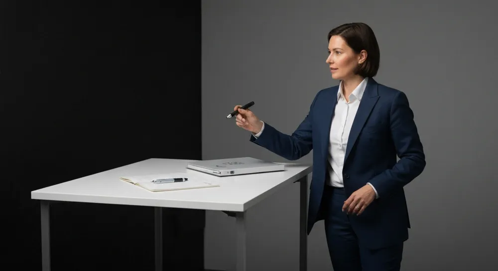 Un espace de séminaire ouvert avec des chaises vides, un podium et une carte du monde en toile de fond.