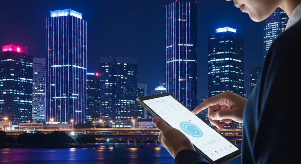 Сбалансированные шкалы с элементами искусственного интеллекта и речевыми символами.