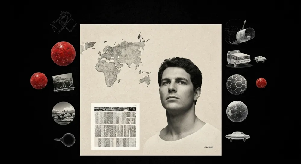 Biotech-Innovationslandschaft mit Bergen und Laboren.