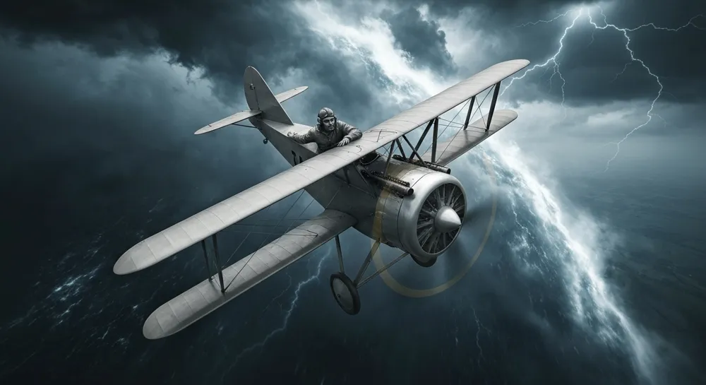 Boeing 737 vor einem Himmelskulisse mit Wolken.