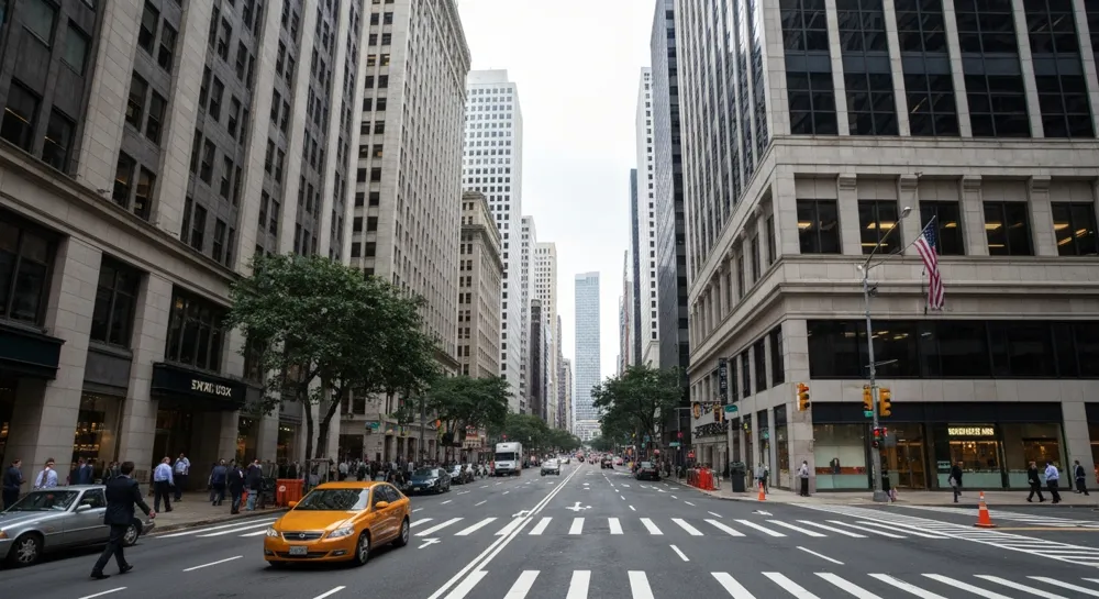 Бычий фондовый тренд с элементами искусственного интеллекта и предупреждающими знаками.