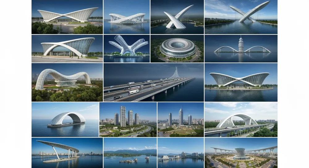 Chinese engineering progress with construction elements.