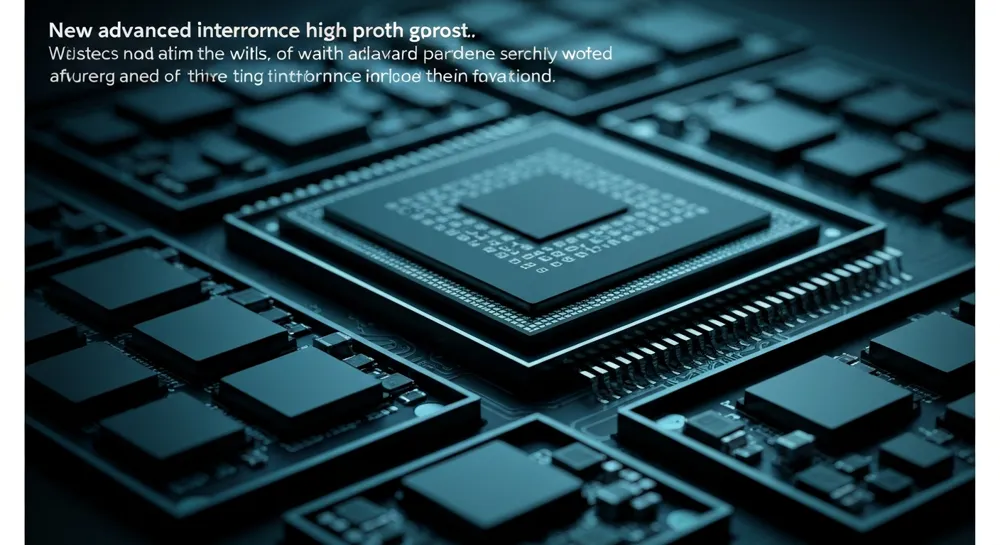 Печатная плата с футуристическими технологическими элементами.