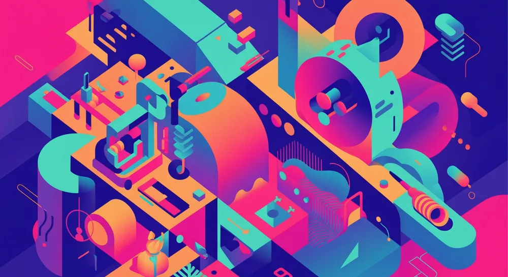 Красочные абстрактные фигуры, символизирующие рост инвестиций.