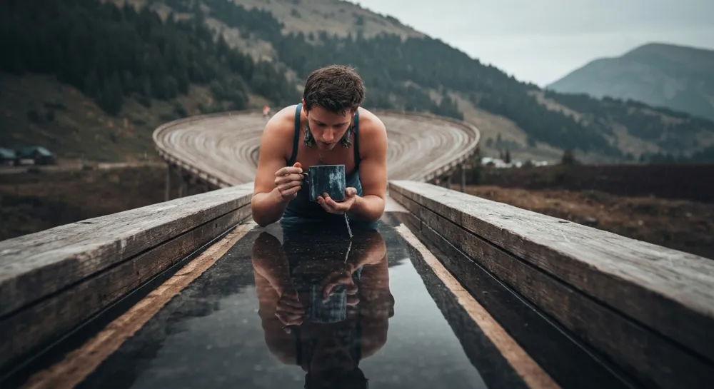 Ondas sonoras coloridas que emanan de discos de vinilo antiguos.