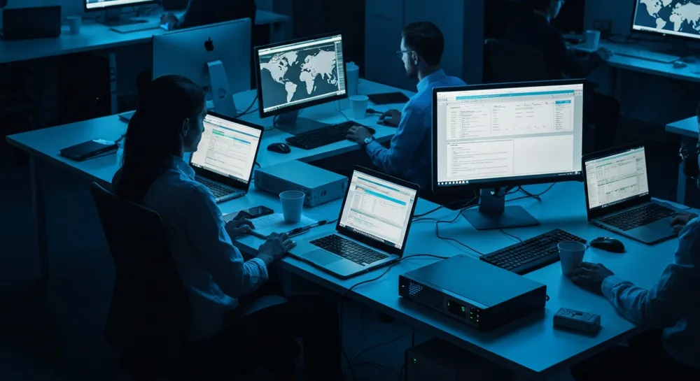 Amenazas de ciberseguridad en un espacio de trabajo digital.