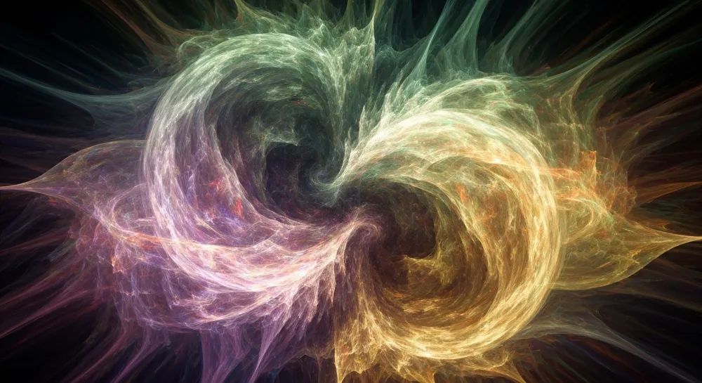 Dark quantum waves enveloping empty space.