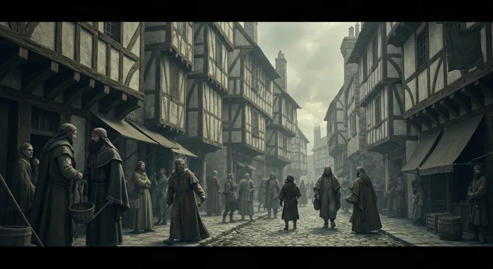 Superficies de madera oscura con patas de pollo dispersas, dinero en efectivo y burocracia.