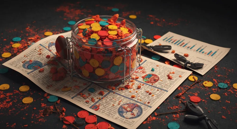 Нисходящая гистограмма с красным градиентным фоном.