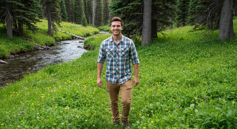 Пустынный пейзаж с футуристическим силуэтом города.