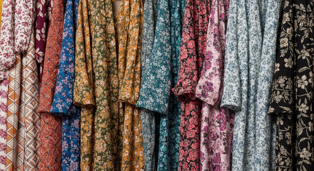 Motifs de vêtements variés illustrant les tailles et les coupes.