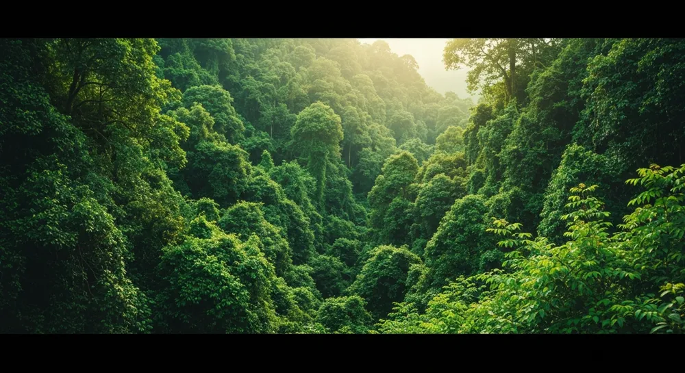 A DNA strand intertwining ancient plants and modern tech.