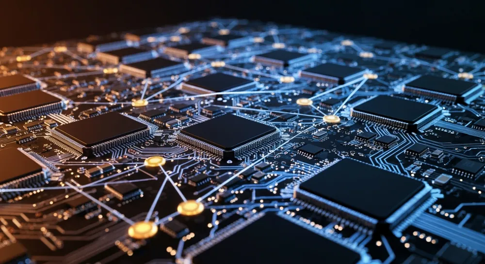 Динамичные шахматные фигуры на фоне финансового графика.