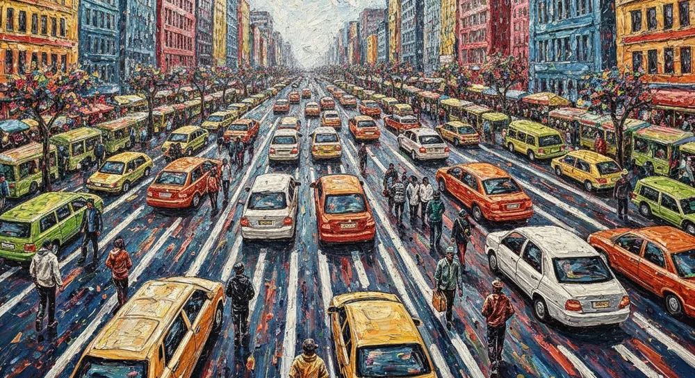 Динамичное столкновение цветов, символизирующее неотложный характер конфликта.