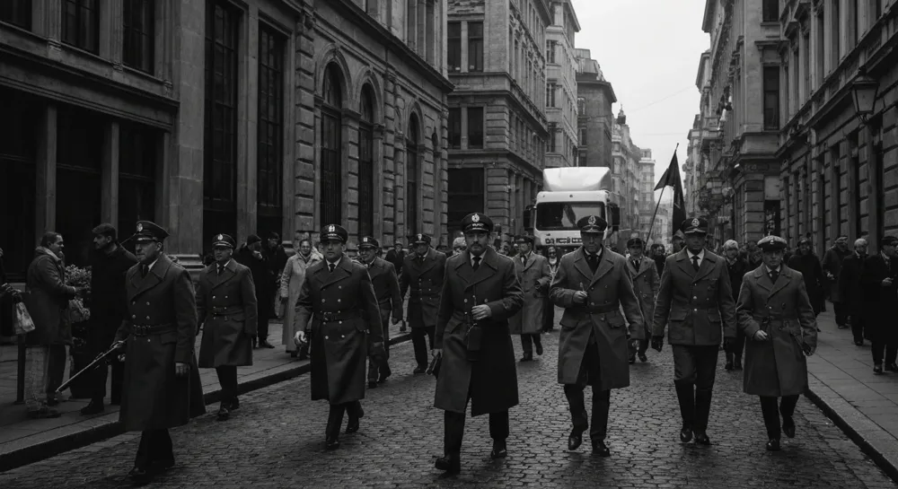 Развивающийся технологический ландшафт с символами динамичного роста.