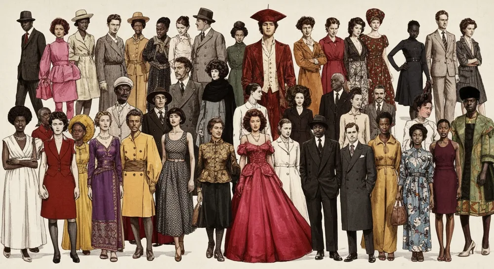 Эволюция моды с символами роста и неопределенности.