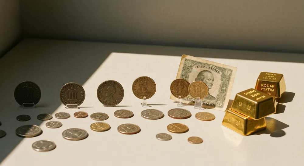 Finanzielle Waagen mit Pfeilen, die auf Wahlmöglichkeiten hinweisen.