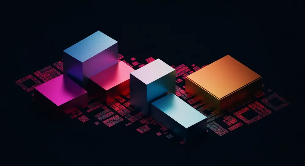 Футуристическое здание банка с элементами цифрового облака.