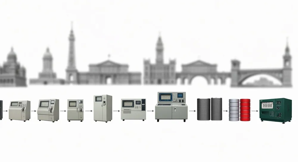 Patrones de circuitos y elementos semiconductores futuristas.