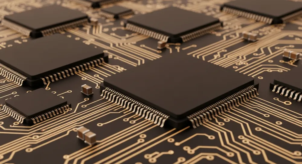 Футуристический графический процессор с цифровым фоном.