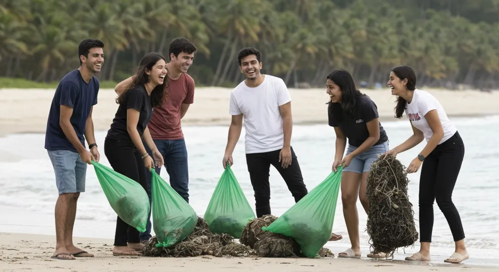 Una reunión de exalumnos con un telón de fondo de monumentos de Malasia.