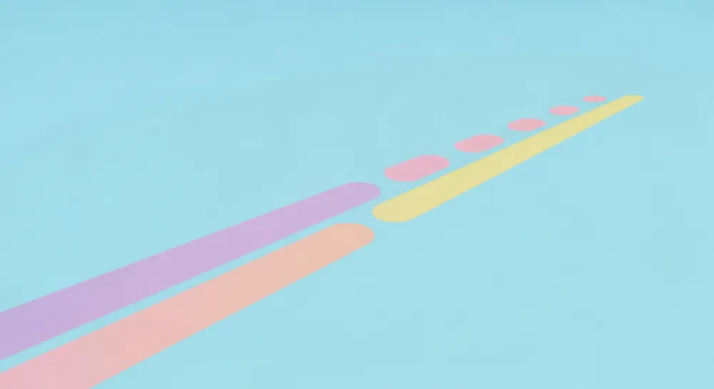 Des formes géométriques aux couleurs contrastées illustrant la tension.