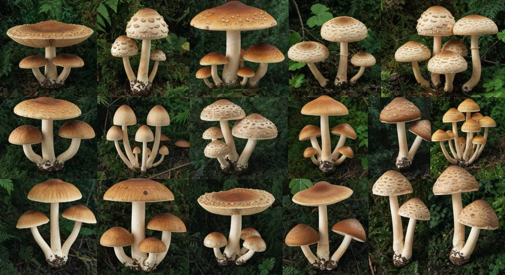 Seta gigante en un paisaje agrícola vibrante.