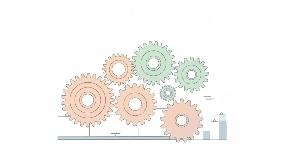 Des engrenages interconnectés symbolisant l'audit et la gouvernance.
