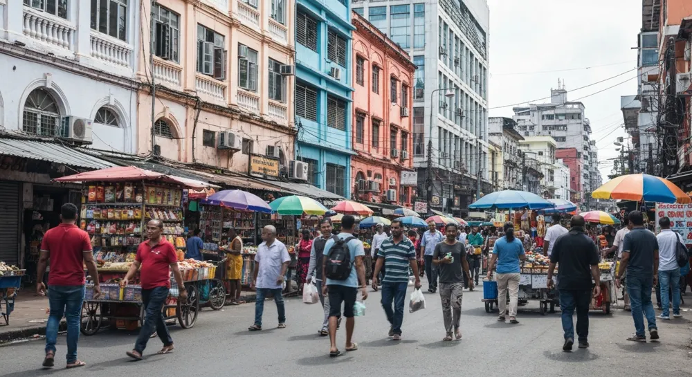 Un paisaje de campos con cultivos, una cuadrícula agrícola y símbolos financieros.