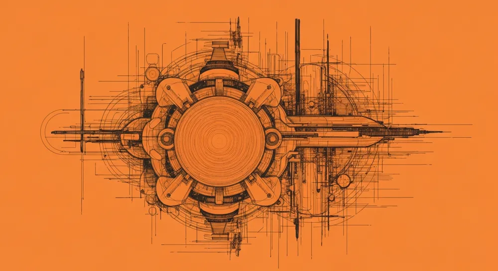 Многослойные геометрические фигуры, символизирующие контроль и баланс.